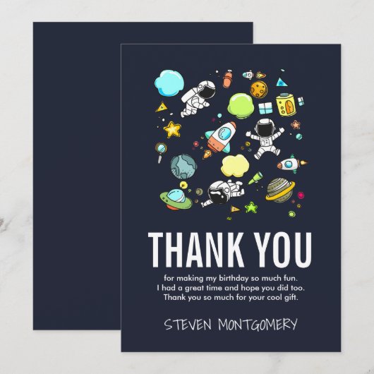 Buitenruimtetoestel en Rockets Pattern Dank u Bedankkaart (Voorkant / Achterkant)