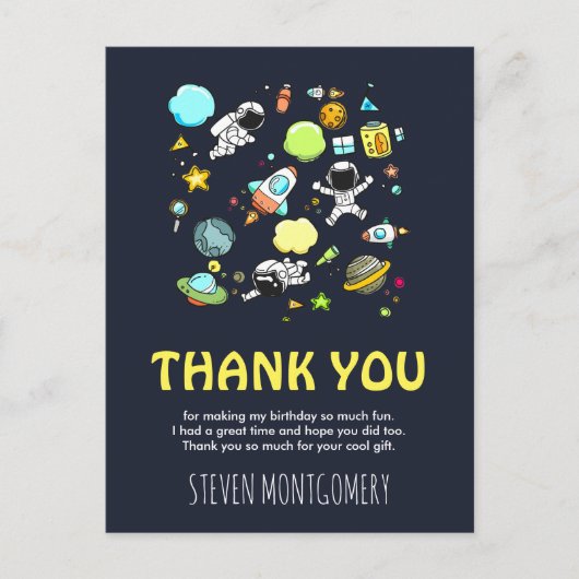 Buitenruimtetoestel en Rockets Pattern Dank u Briefkaart (Voorkant)
