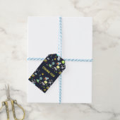 Buitenruimtetoestel en Rockets Pattern Dank u Cadeaulabel (Met Touw)