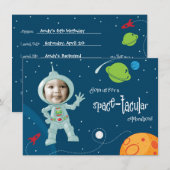 Buitenruimtetransport - Birthday - uitnodigingskaa Kaart (Voorkant / Achterkant)