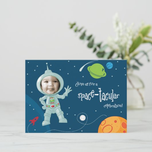 Buitenruimtetransport - Birthday - uitnodigingskaa Kaart (Staand voorkant)