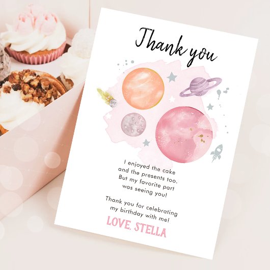 Buitenruimtetuigen Galaxy Girl Pink Hartelijk dank Kaart