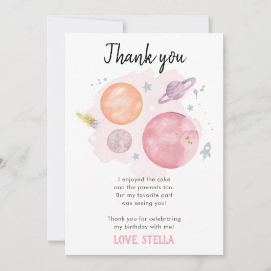 Buitenruimtetuigen Galaxy Girl Pink Hartelijk dank Kaart (Voorkant)