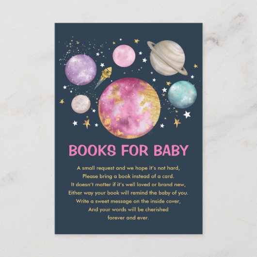 Buitenruimtetuigen Galaxy Moon Books for Baby Girl Informatiekaartje (Voorkant)