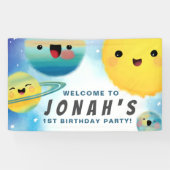 Buitenruimtetuigen Sun sterren Birthday Sign Spandoek (Horizontaal)