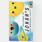 Buitenruimtetuigen Sun sterren Birthday Sign Spandoek (Verticaal)