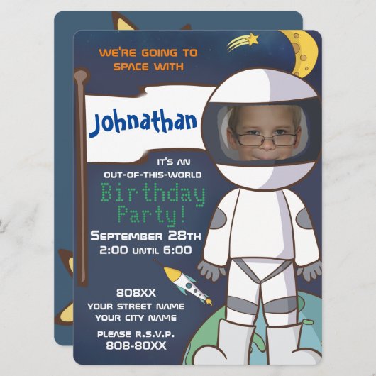 Buitenruimtetype met Astronautische aangepaste fot Kaart (Voorkant / Achterkant)