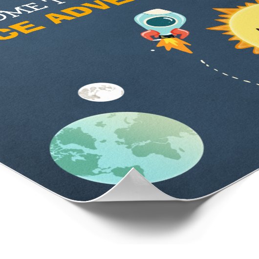 Buitenruimtevaart Welkomstteken Rocket Astronaut Poster (Hoek)