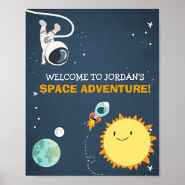 Buitenruimtevaart Welkomstteken Rocket Astronaut Poster