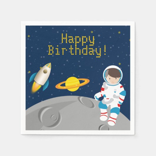 Buitenruimtevaartastronaut Birthday Paper Napkins Servet (Voorkant)