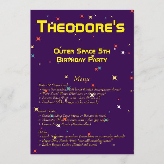 Buitenruimtevaartdag Menu (Voorkant)