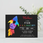 Buitenruimtevaartpartij regenboograketten kaart (Staand voorkant)