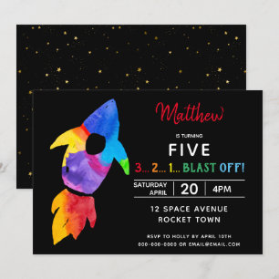 Buitenruimtevaartpartij regenboograketten kaart