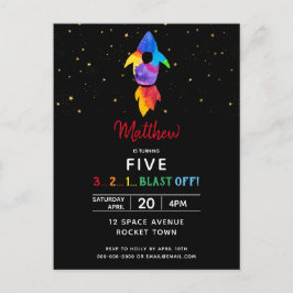 Buitenruimtevaartpartij regenboograketten uitnodiging briefkaart