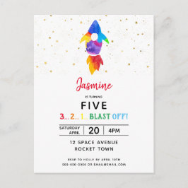 Buitenruimtevaartpartij regenboograketten uitnodiging briefkaart
