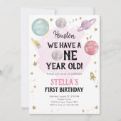 Buitenruimtevaartplanetenmeisje Eerste verjaardag  Kaart (Voorkant)