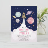 Buitenruimtevaartplanetenmeisje Eerste verjaardag  Kaart (Staand voorkant)