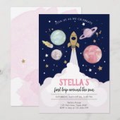 Buitenruimtevaartplanetenmeisje Eerste verjaardag  Kaart (Voorkant / Achterkant)