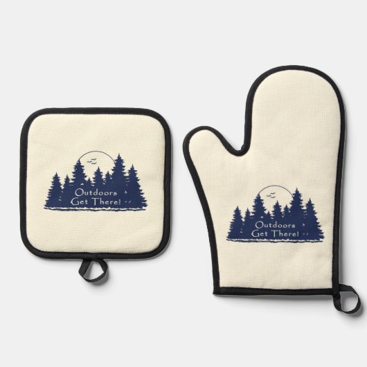 Buitenshuis kom er! ovenwant & pannenlap set (Voorkant)