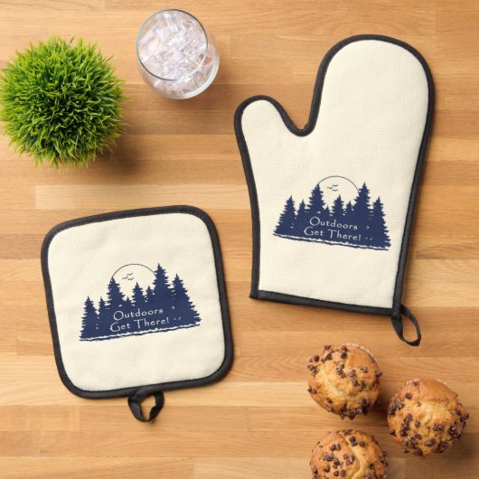 Buitenshuis kom er! ovenwant & pannenlap set (Top down)