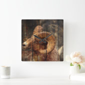 buitenshuis Primitief houthedraaigram Vierkante Klok (Huis)