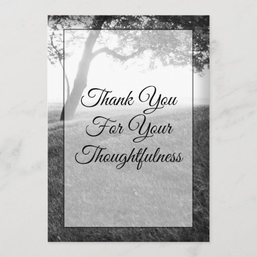 Buitenshuis Shade Black & White Wedding Bedankkaart (Voorkant)