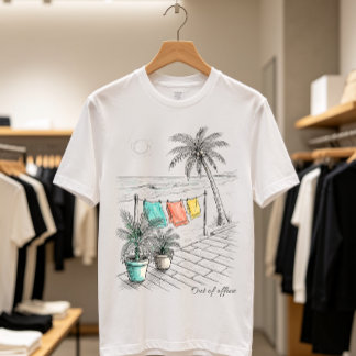 Buitenshuis strandvakantiescène t-shirt