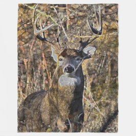 Buitenshuis Whitetail Deer Buck Hunter Plush Fleece Deken