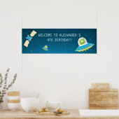 Buitenspatie Alien Boy Birthday Party Banner Poster (Keuken)