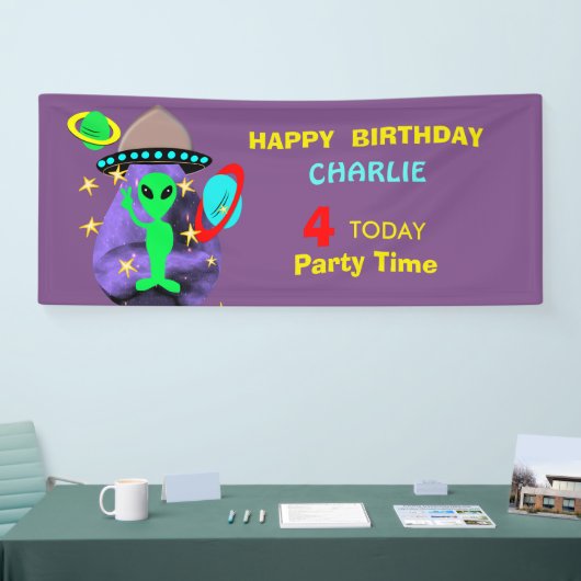 Buitenspatie Alien leuk Kinder feest Spandoek (Beurs)