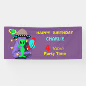 Buitenspatie Alien leuk Kinder feest Spandoek (Horizontaal)