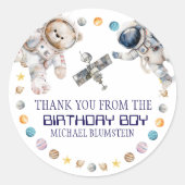 Buitenspatie Birthday party Dank je wel Ronde Sticker (Voorkant)