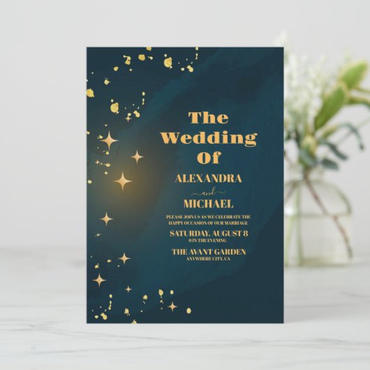 Buitenspatie Blauwgroen sterrenweddenschap Kaart (Staand voorkant)