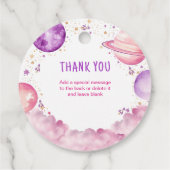 Buitenspatie eerste reis rond de zondag bedankjes labels (Achterkant)