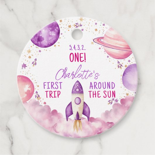 Buitenspatie eerste reis rond de zondag bedankjes labels (Voorkant)