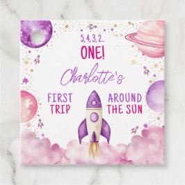 Buitenspatie eerste reis rond de zondag bedankjes labels