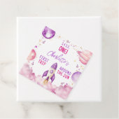 Buitenspatie eerste reis rond de zondag bedankjes labels (In situ)