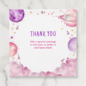 Buitenspatie eerste reis rond de zondag bedankjes labels (Achterkant)