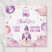 Buitenspatie eerste reis rond de zondag bedankjes labels (Voorkant)