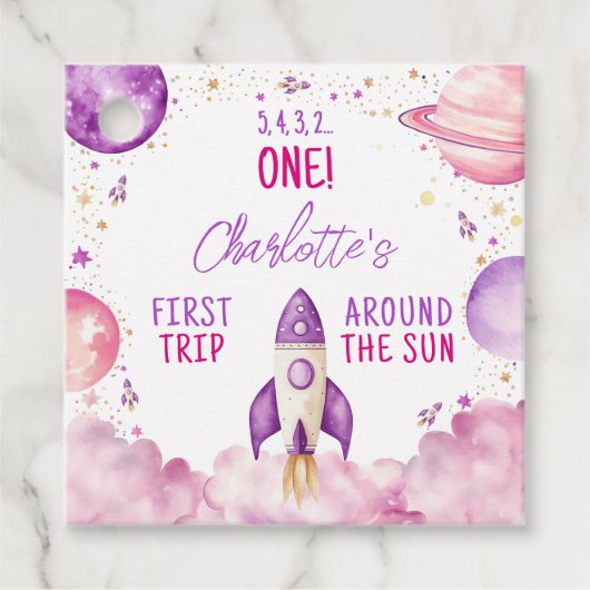 Buitenspatie eerste reis rond de zondag bedankjes labels (Voorkant)