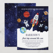 Buitenspatie eerste reis rond de zondag kaart (Voorkant / Achterkant)