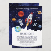 Buitenspatie eerste reis rond de zondag kaart (Voorkant / Achterkant)