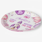 Buitenspatie eerste reis rond de zondag papieren bordje (Gekanteld)