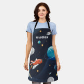 Buitenspatie Moon Stars Monogram Naam gepersonalis Schort (Gedragen)