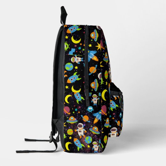 Buitenspatie Rocket Planet Black Bedrukte Rugzak (Links)