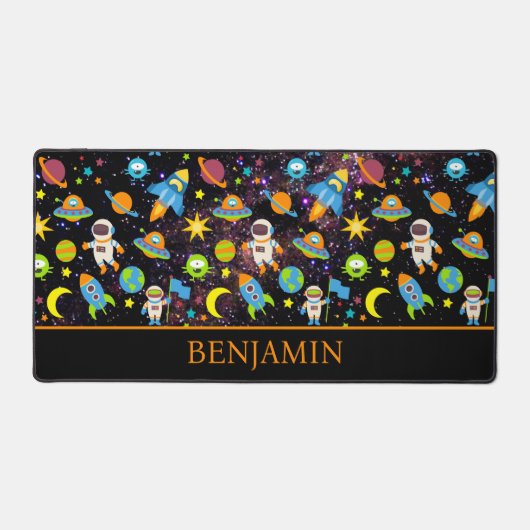 Buitenspatie Rocket Planet Black Bureaumat (Voorkant)