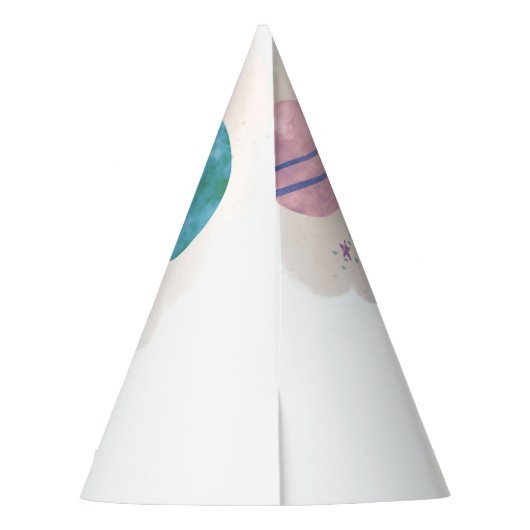 Buitenspatie roze en Violet Planet 1ste verjaardag Feesthoedjes (Achterkant)