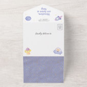 Buitenspatie Teddy Bear Cute Astronaut Baby shower All In One Uitnodiging (Buitenkant)