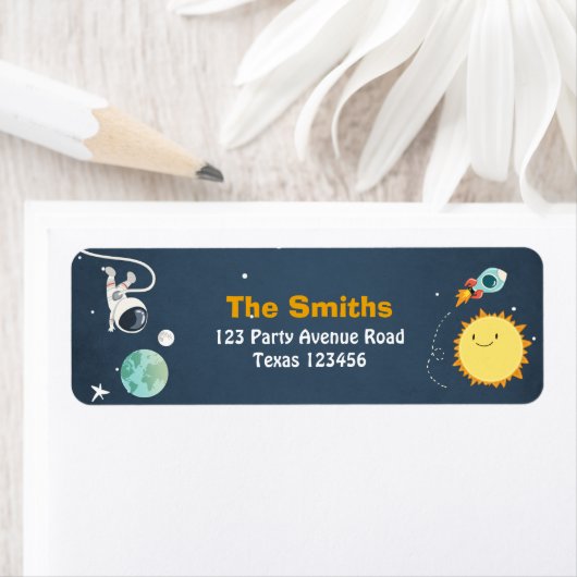 Buitenspatie-terugzendadres labels Rocket Astronau (Insitu)