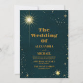 Buitenspatie Universe Emerald Green Galaxy Wedding Kaart (Voorkant)